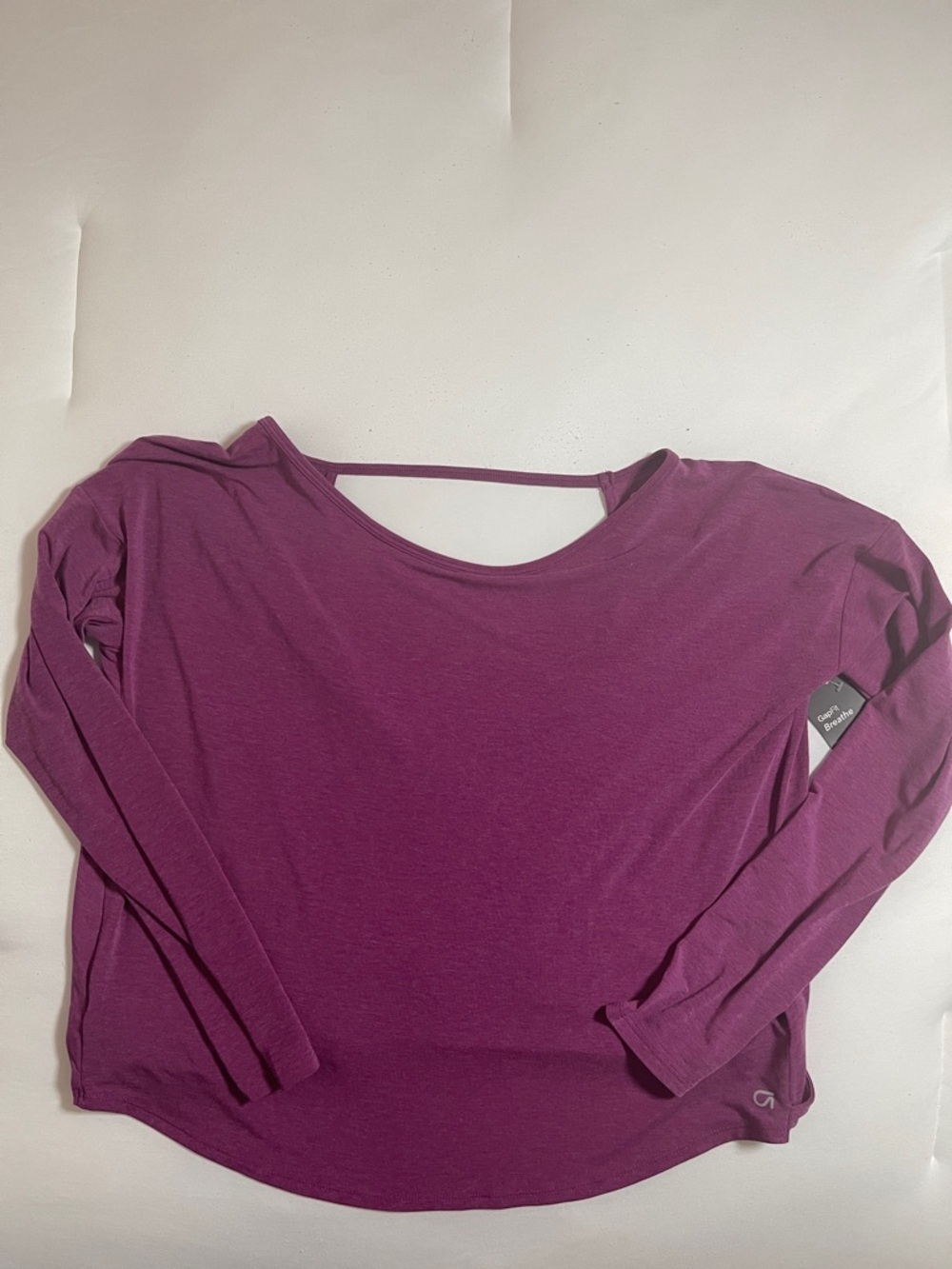 GAP breathe Open-Back Long Sleeve Tee in Deep Plum